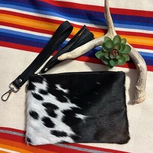 New Handmade Real Cowhide Leather Wristlet Clutch Wallet Double Side Hair On